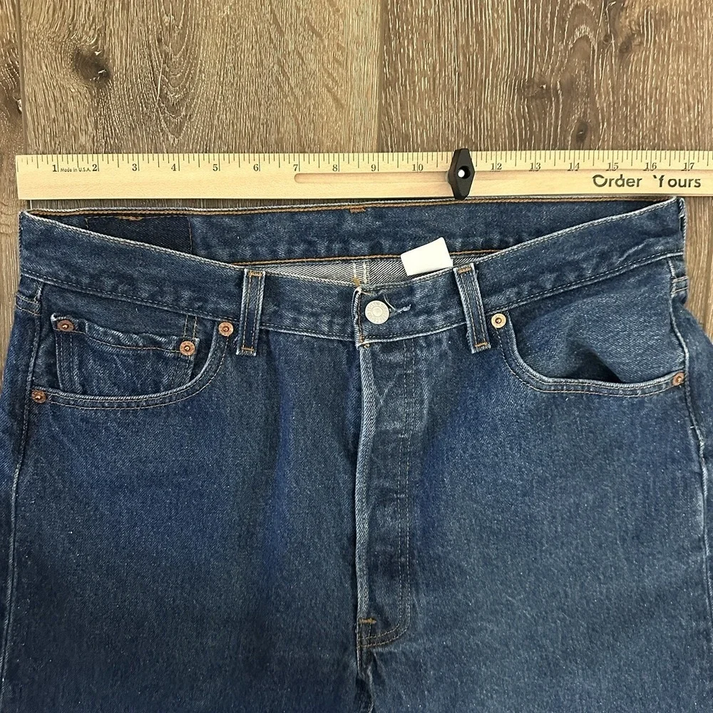 Vintage Levis 501XX Jeans Mens 36x31 Short Blue 90s Raw‎ Dark Denim 34x28